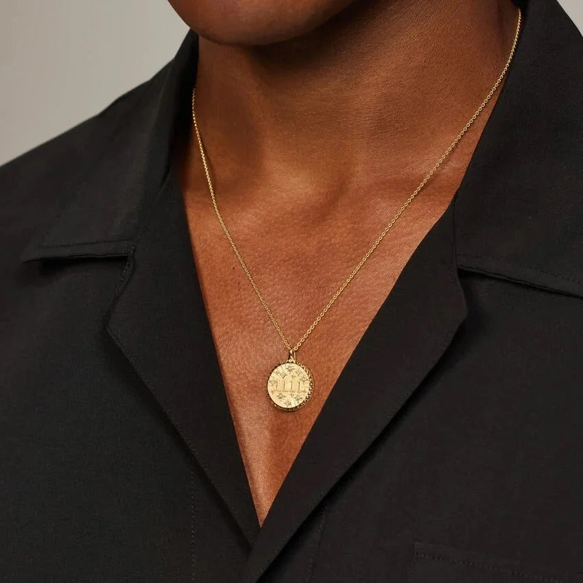 14K Gold "1111" Starburst Round Pendant Necklace