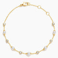 14K Gold Adjustable Bracelet With Pearl And Accent Diamonds