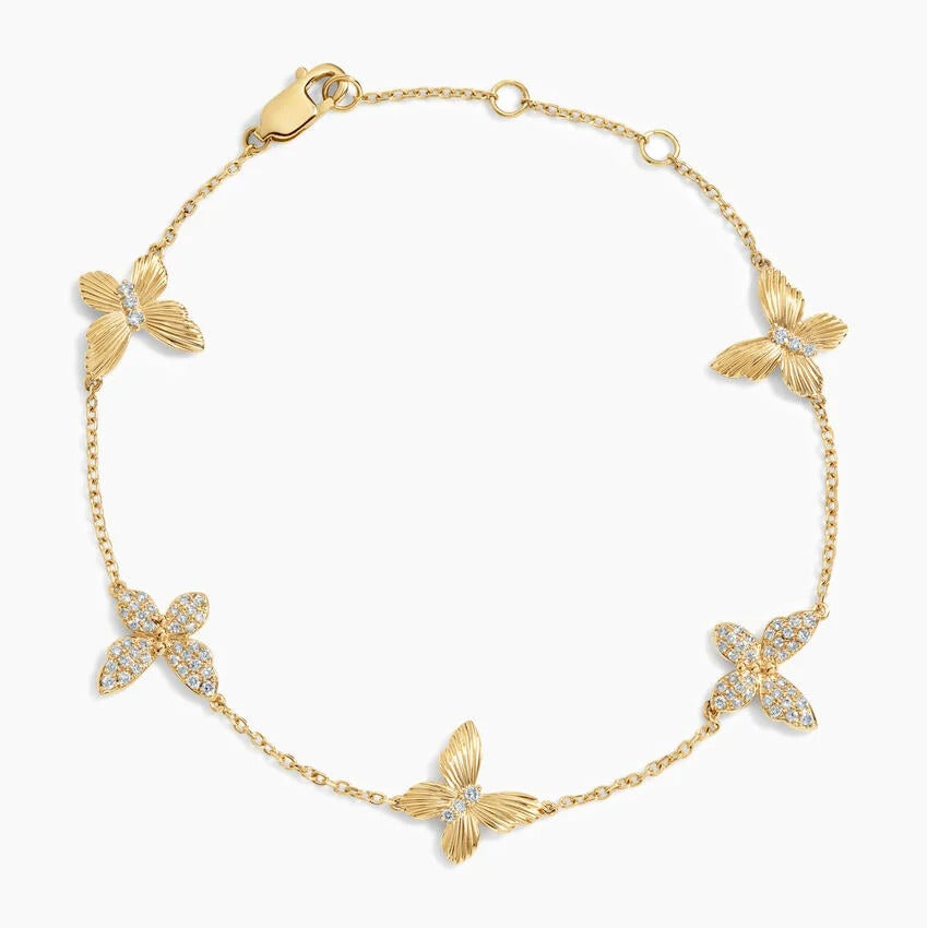 14K Gold Double Sided Butterfly Delicate Bracelet