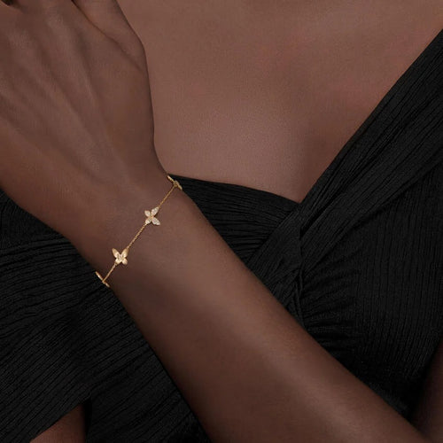 14K Gold Double Sided Butterfly Delicate Bracelet