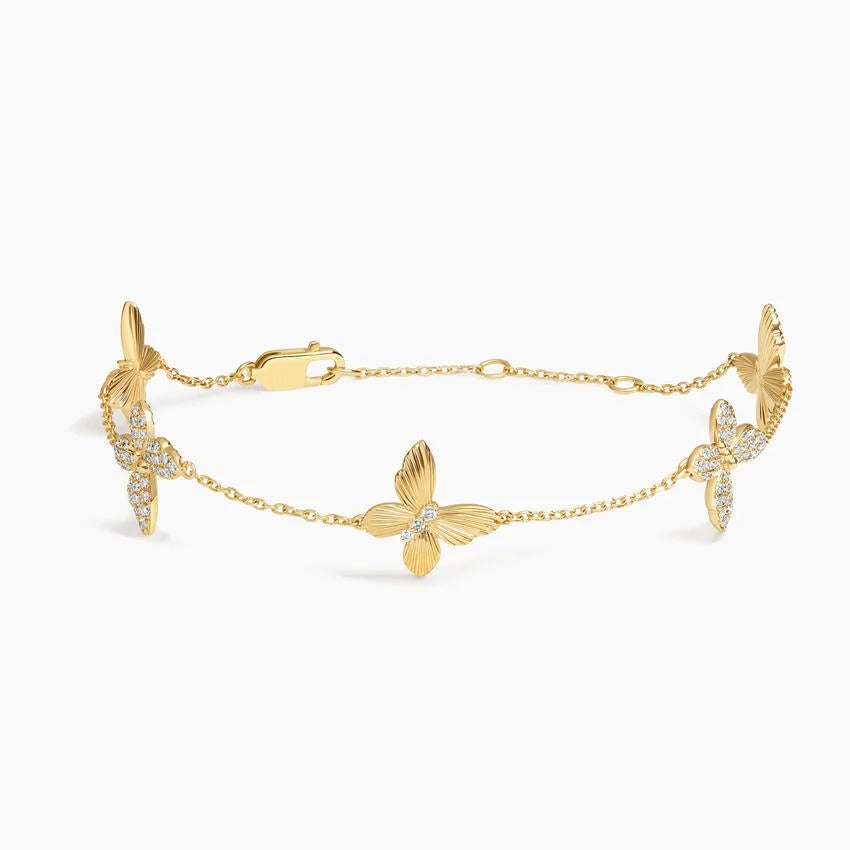 14K Gold Double Sided Butterfly Delicate Bracelet