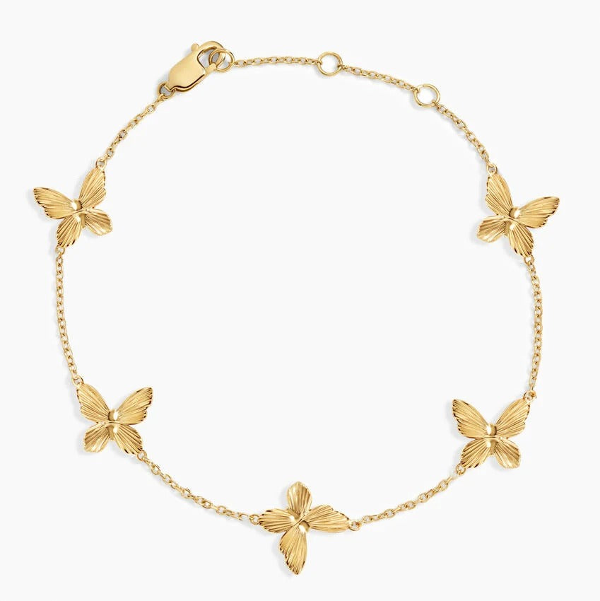 14K Gold Double Sided Butterfly Delicate Bracelet