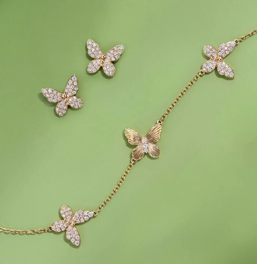 14K Gold Double Sided Butterfly Delicate Bracelet