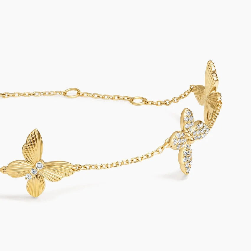 14K Gold Double Sided Butterfly Delicate Bracelet