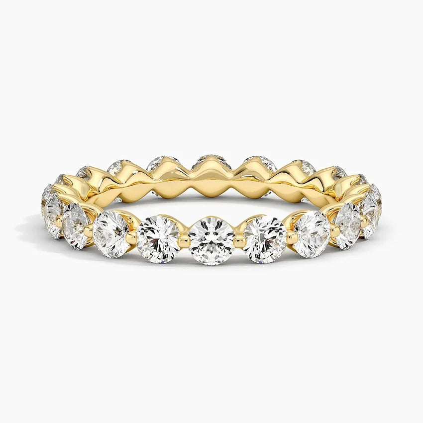 14K Gold Plated Delicate Eternity Band with Round Diamonds