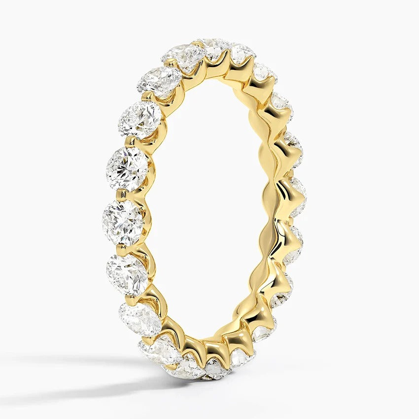 14K Gold Plated Delicate Eternity Band with Round Diamonds