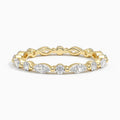 14K Gold Plated Ring With Alternating Round Diamonds