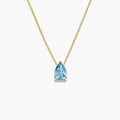 14K Gold Three Prong Pear Shaped Sapphire Collarbone Necklace