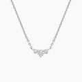 14K White Gold Three Diamond Simple Collarbone Necklace