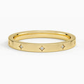 Diamond Accented Flat Edge 14K Gold Plated Ring