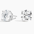 Four Prong Round Moissanite Silver Stud Earrings