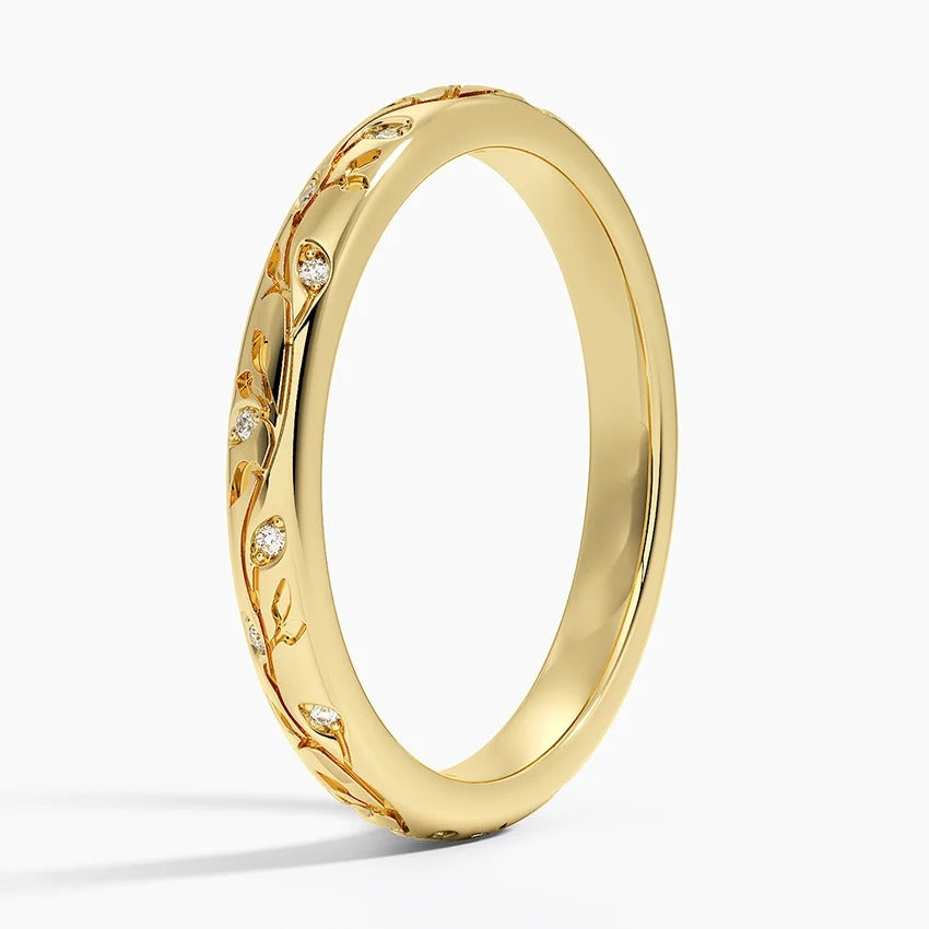 Gold Ring With Vine And Leaf Motifs